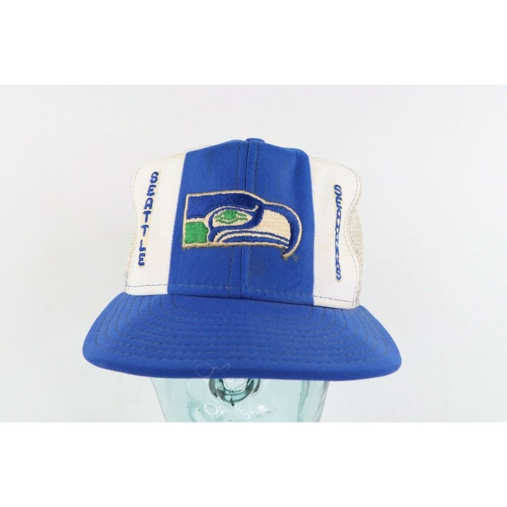 Vintage 80s Lucky Stripes Distressed Seattle Seahawks Trucker Hat Snapback